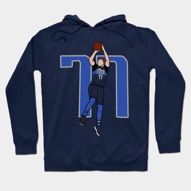 Luka Doncic 77 Fadeaway Jumpshot - NBA Dallas Mavericks Hoodie by xavierjfong